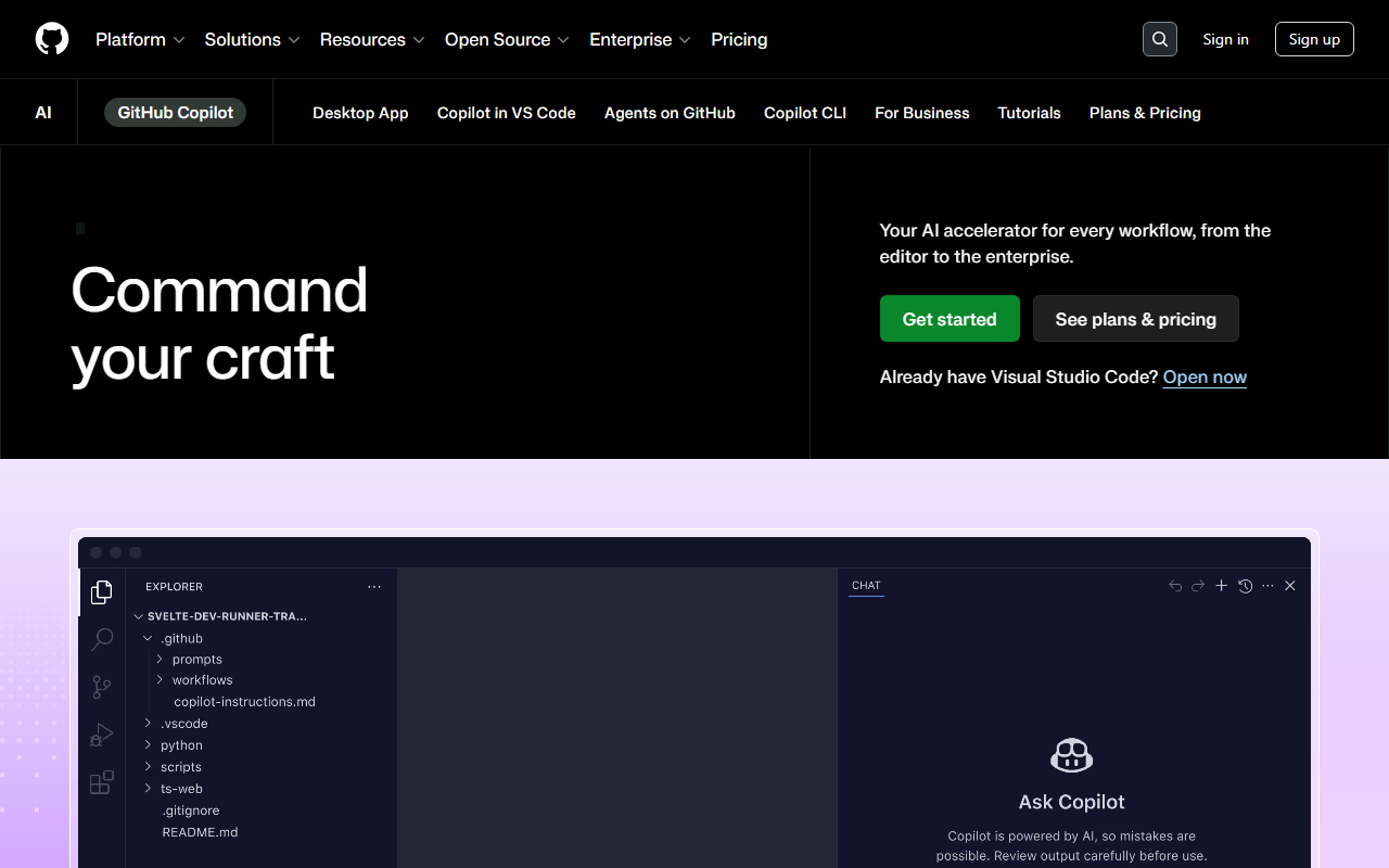 GitHub Copilot 官网截图